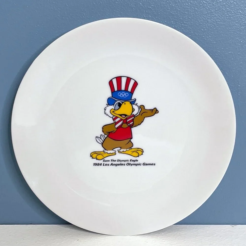 Sam the Olympic Eagle 1984 Los Angeles Olympic Games Ceramic Coffee Mug &‎ Plate